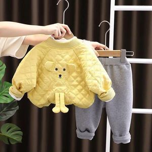 Clothing Sets Children Qiu Dong Outfit And Velvet Suit Male Baby Two-piece Warm Western Style Han Edition Infant Children's In Winter