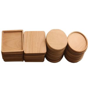 Tea Coffee Cup Pad Square Round Drinking Cup Mat Placemats Decor Home Table Heat Resistant Wood Coasters Wholesale