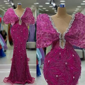 Luxury Aso Ebi Prom Dresses Plus Size Real Photo Mermaid Beaded Crystals Rehinestone Sequined Evening Dress Gala Occasion Gowns Second Reception Gown