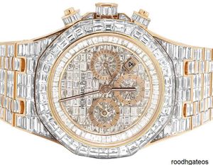 Audemar Pigue Mechanical Watches Audemar Pigue Royal Oak 18K Rose Gold Chrono Baguette Diamond Watch 78,75 CT HBRD