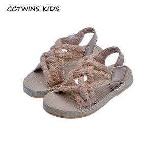 Sandals CCTWINS Kids Shoes 2020 Summer Toddler Pu Leather Flat Baby Girls Fashion Princess Sandals Toddler Brand Soft Shoes Black PS837 Z0331