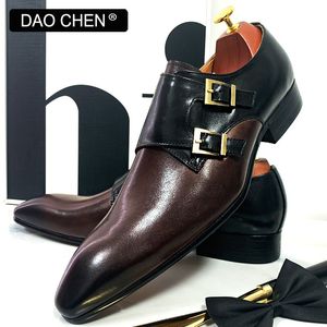 DAOCHEN LOAFERS MEN'S Shoes DOUBLE Dress MONK STRAP GENUINE LEATHER MAN DRESS MIX COLORS OFFICE WEDDING MEN CASUAL SHOES 23040 92