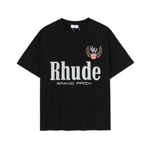 Rhude Designer Men's Shorts Sumer Rhude X Mclaren Letter Embroidered Lapel Pullover Rhudes Tshirt 1 1 and Women's Short Sleeve S-xl Men Suit Rhudes Short 8831
