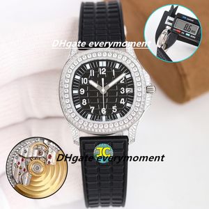 PP Watch 5067A TW Factory Maker Máquinas Automáticas Relógio Feminino 35,6mm Faixa de Borracha 904L Safira À Prova D 'Água Cal.324 Movimento Brilho Conjunto Relógio de Pulso de Diamante-1