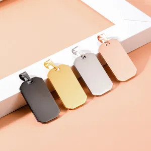 Pendant Necklaces 10pcs Stainless Steel Dogtags Blank To Record Metal Military Plates Army Charm For Mirror Polished Wholesale