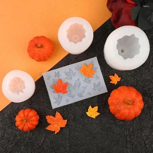 Bakformar 3D mini pumpa form silikon mögel halloween fest dekoration diy handgjorda-tvål ljus lönnblad blad