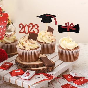 Ferramentas de bolo 12pcs festa de formatura sobremesa decoração chapéu de solteiro cupcake topper 2024 suprimentos de celebração