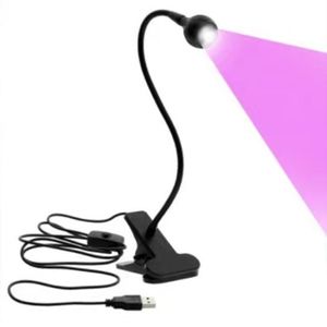 Essiccatori per unghie Mini Manicure Colla UV Lampada fotopolimerizzatrice viola con interruttore di controllo clip libro Lampada USB multiuso 3W 230403