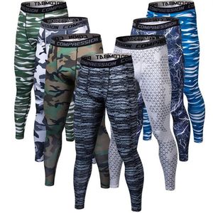 Mężczyzn Pants trening Fitness Kompresyjne Kompresyjne Spodnie 3D Druku