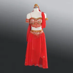 Stage Wear Professional Nikiya Ballet Dresses Arab Two Pieces Performance Top Bra Skirt With Scarf/Pirate Latin In Dance