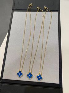 Брендовые роскошные ограниченные выпуски, дизайнерские ожерелья с подвесками в виде клевера, женские 18-каратные золотые синие камни с бриллиантами и кристаллами, элегантные цветочные колье-колье, ювелирные изделия