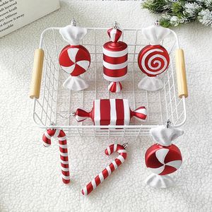 JULDECORATIONS 1SET Big Lollipop Candy Cane Tree Hanging Pendant Noel Xmas Gifts Year Ornament 2023 Home 231123