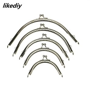 Bag Parts Accessories 20 PcsLot 5 Sizes Glossy Silver Basic Arch Metal Purse Frame Kiss Clasp Lock DIY Bag Accessories 8.510.512.515.518.5CM 230403