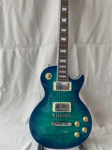 Высококачественная изготовленная на заказ электрогитара LP Standard Blue Burst Quilt Top