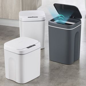 Waste Bins Smart Trash Cans Automatyczny czujnik do łazienki Kuchnia Garbage Puszka z LED LED Inteligentne recykling salonu 230331