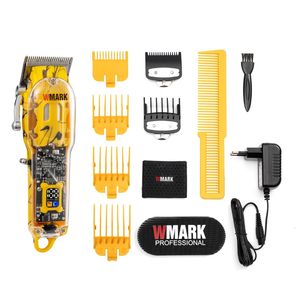 Saç düzeltici wmark ng411 şeffaf stil sarı taban profesyonel şarj edilebilir kesme kablosu ile kama bıçağı ile kablosuz 231102