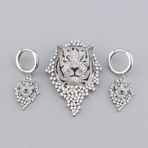 złoty srebrny tygrysy zwierzęce łańcuchy urok kolczyki luksus naszyjnik kobiety designerskie biżuteria