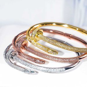 Gold Bracelet Nail Designer Bangles for Women and Men Female Mosang Diamond Korean Version New Style Colorless Fashionable Personalized Full Explosive Flashing