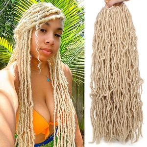 24 tum mjuka locs virkade hår Förvånad blond gudinna locs flätar hår lockigt faux locs virkning flätor för svarta kvinnor syntetiska hår 613#