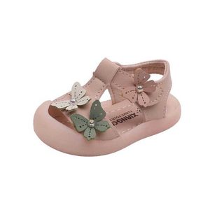 Sandaler sommar Nya barns fritidssport Sandaler Girls Toddler Baotou Shoes Soft Bottom Bow Princess Shoes Children's Non Slip Shoes Z0331
