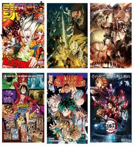 Shonen Jump One PieceAttack op Titan Anime posters vintage Metal Sign Wall voor mannen Cave Kitchen Custom Painting Decor Tin sign5802112