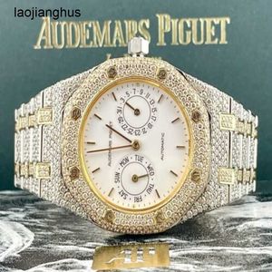 Luxury Audemar Pigue Watch Epic Royal Oak 2 Tone Gold 36mm örhängen Iced Out 15CT Diamond No 1479