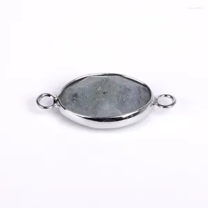 Hänghalsband silverpläterad oval form sektion dubbel spänne labradorite sten lapis lazuli mode smycken