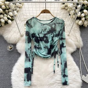 Women S T -SHIRT Chic Tied Dye Print Thirt T Shirt Bandage Vintage Top Sexy Bodycon Crop Tree TEE TEE TEE TEE