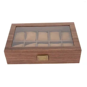 Caixas de relógio caixa de madeira pu couro presente elegante fácil limpeza vitrine com travesseiros removíveis para o dia dos namorados