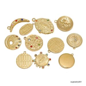 Ciondoli color oro Vergine Maria Ciondolo luna zircone Collana da donna Connettori Accessori gioielli fai da te Risultati Forniture