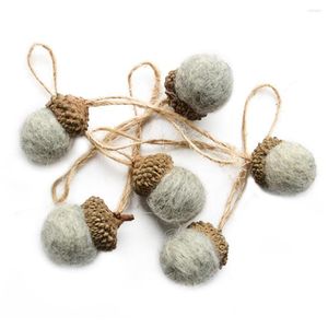 Decorative Flowers Small Ball String Felt Acorn Ornaments DIY Material Pendants Green Pink White Gray Wool Red Blue Christmas Decorations