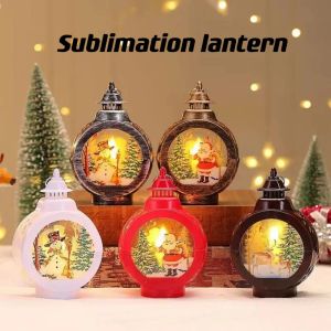 Sublimering Jul LED Lanterns eldstadslampa handhållen ljus dubbelsidig för hem- och utomhusdekorationer 1103