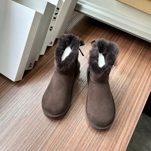 Designer Black Women Platform Winter Silk Ribbon Boot Ankle Short Bow Fur Pink Bowtie Shoes Slippers sheepskin boots hot supply Fashion Walking Runner Sneakers