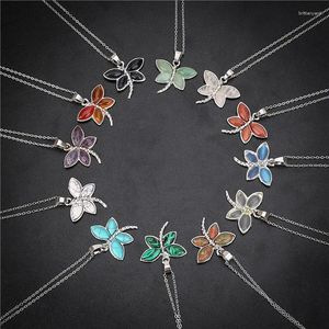 Pendant Necklaces Wholesale Natural Animal Stone Charm Butterfly Beads Fit Necklace Making 12pcs/lot For 2023