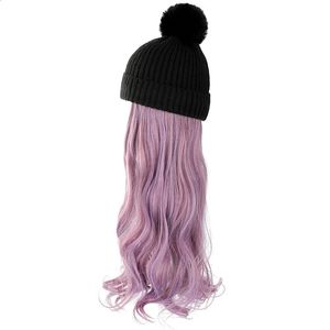 Beanie/Skull Caps Fashion Casual Woolen Wig Hat Women Long Curly Wig Hats Autumn Detachable Wig Beanies Natural Wigs Bonnets Winter Wig Bonnet 231102