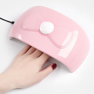 Nail Dryers 1Pcs Pink Bow Nail Dryer 52W Portable USB Cable Home Use Nail Lamp For Drying Curing Nails Varnish with 18pcs Beads UV LED Lamp 230403