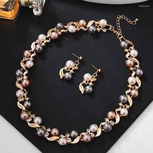 Brincos de colar Pérolas de moda para mulheres Chokers Rhinestone Sets Costume Jewelry Wedding