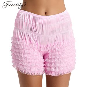 Kadın şortları seksi kadın fırfır yaz rahat şortları bloomers dantel sissy fırfırlı pantolonlar katmanlı boyshort bayanlar kulüp giyim dans şortları 230403