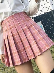 Spódnice Kobiety Plaid plisowana spódnica w wysokim talii swobodne kawaii a-line mini dziewcząt tenis seksowne ubrania w stylu vintage