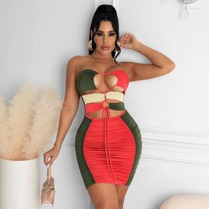 Casual Kleider Sommer ärmellos rückenfrei aushöhlen geraffte, figurbetonte Clark Stripes Sexy Kleid Frauen Party Club elegante Kleidung