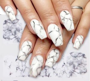 White Black Gradient Marble Nail Art Sticker Winter DIY Water Transfer sliders for Manicure Decorations Tool1491502