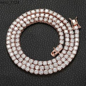 Mode smycken isad ut diamant 3mm Sterling Sier VVS Moissanite Tennis Chain Halsband