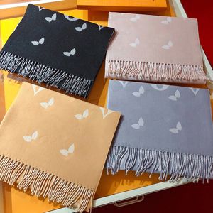 Autumn Winter Cashmere Jacquard Long Tassel Scarf For Women Luxury Designer Wool Knit Scarves Classic Old Flower High Quality Head Scarfs Shawl Plaid Hijab Sciarpa