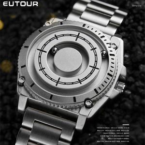 Armbanduhren Tropfen EUTOUR Schwarz Metall Magnetuhr Männer Sport Quarz Herrenmode Wasserdichte Herren Armbanduhr Männliche Uhr 2023Armbanduhr