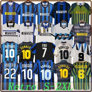 Finali Inter Maglie da calcio 2009 MILITO BATISTUTA SNEIJDER ZANETTI 10 11 02 03 08 09 MILAN Retro Pizarro Football 96 99 Djorkaeff Baggio RONALDO manica lunga Ronaldo