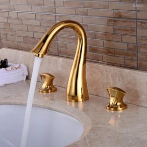 Rubinetti per lavabo da bagno Rubinetto dorato Rubinetto per lavabo in ottone e acqua fredda con montaggio su piano Contemporaneo