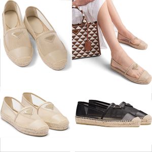 Meshn and nappas leather espadrilles Dress Shoes 1S80 Color Desert Beige Enameled metal triangle logo Casual allure and modern elegance Nude shoes Fishermans shoes