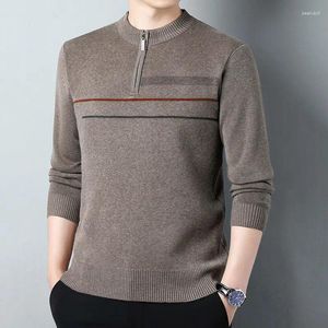 Erkek Sweaters Sonbahar Kalın Sıcak Örme Külot Kontrast Uzun Kollu Yuvarlak Boyun Polar Kış Jumper Rahat Giyim F101