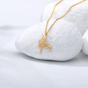 Chains Cute Branch Bird Pendants Necklace Geometric Origami Hummingbird Clavicle Necklaces Charm Womens Fashion Jewelry