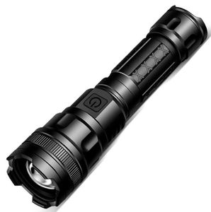 Tactical Flashlight USB Rechargeable self-defense Torch lighting Super Bright Telescopic Zoom long shot Flashlights Torch Mini Led Camping Lamp Light